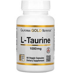Амінокислоти (БЦАА) California Gold Nutrition L-Taurine 1000 mg (60 капсул.)