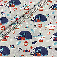 Польська бязь "Сині кити на сірому", фото 2