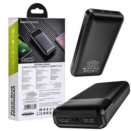 Портативний зарядний пристрій повер банк Power Bank Hoco J72A 20000 mAh, чорний, фото 1