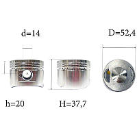 Поршень на питбайк CRF-120, (к-т) D52.4, d-14, оригинал, Китай