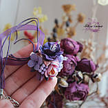 Фіолетовий кулон ручної роботи з квітами. Оригінальний подарунок дівчині на 8 березня, фото 2