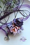 Фіолетовий кулон ручної роботи з квітами. Оригінальний подарунок дівчині на 8 березня, фото 5