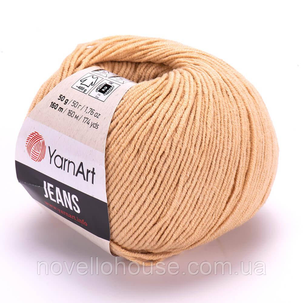 Yarnart JEANS (ЯрнАрт Джинс) № 07 пісочний (Пряжа напівбавовна, нитки для в'язання) 50 г