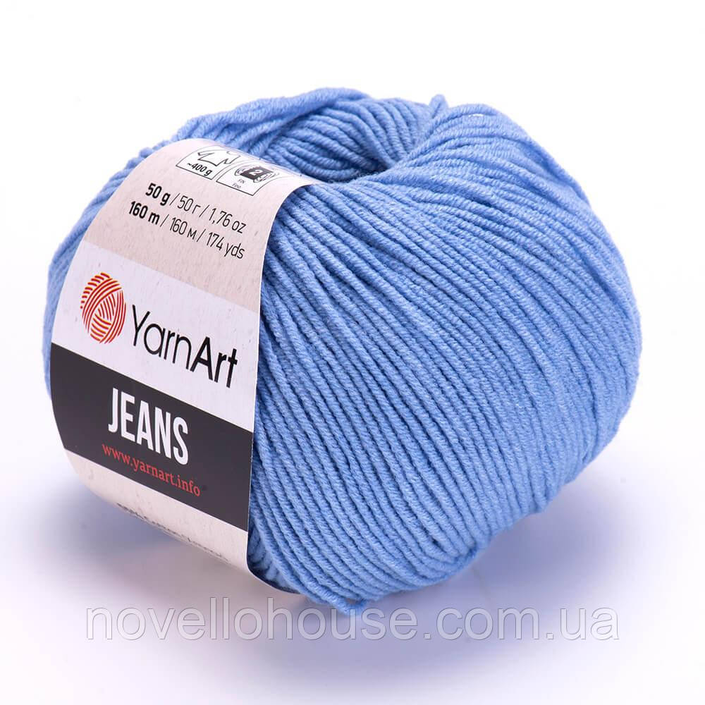 Yarnart JEANS (Джинс) № 15 блакитний (Пряжа напівбавовна, нитки для в'язання) 50 г