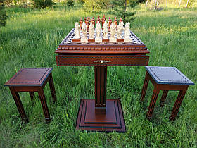 Шаховий стіл "Battle for Kings"&Cossacks" з двома ящиками для зберігання фігур "Knights" і 2 табурети