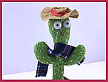 Яктус іграшка, що співає Іграшка Повторюшка кактус в одязі з синім шарфом, фото 3