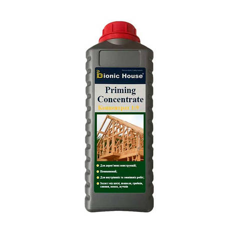 Priming Concentrate 1:9 Невымывной антисептик для дерев'яних кроквяних систем Bionic-House 1л Коричневий, фото 1