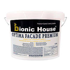 Optima Facade Premium - Зносостійка гідрофобна Акрилова фарба для мінеральних фасадів Bionic-House 4,2кг Біла