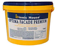 Optima Facade Premium - Зносостійка гідрофобна Акрилова фарба для мінеральних фасадів Bionic-House 14кг Біла