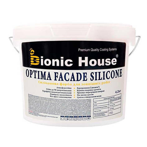 Optima Facade Silicone - Зносостійка гідрофобна силікон-акрилова фарба для мінеральних фасадів Bionic-House, фото 1