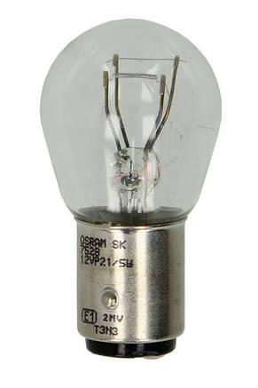 OSRAM (Germany) 7528-02B — Автолампа (2 контактна) P21/5W (12V) (в задній габарит + стоп) (комплект 2 шт.), фото 2