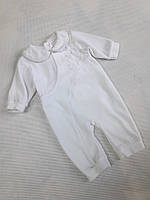 Человечик белый велюровый для мальчика младенца на 0-3 месяца/ 62 см