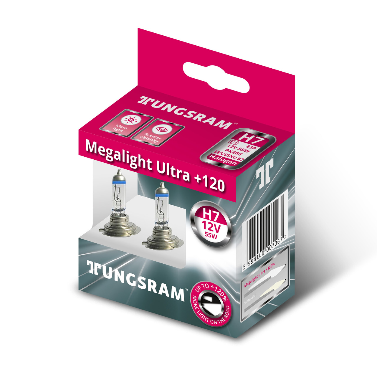 Tungram Megalight Ultra Н7+120% — на 120% більше світла (Угорщина) (ціна за дві лампи)