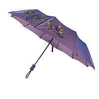 Женский зонт полуавтомат с цветочным узором Bellissimo на 10 спиць  Фиолетовый