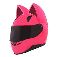 Мото Кото шлем с ушками женский MS-1650 King Racing (ABS, размер L 59-60, розовый)