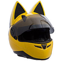 Мото Кото шлем с ушками женский MS-1650 Tanked Racing (ABS, размер L 59-60, желтый)