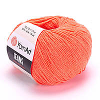 Yarnart JEANS (Джинс) № 61 оранжевый неон (Пряжа полухлопок, нитки для вязания) 50 г