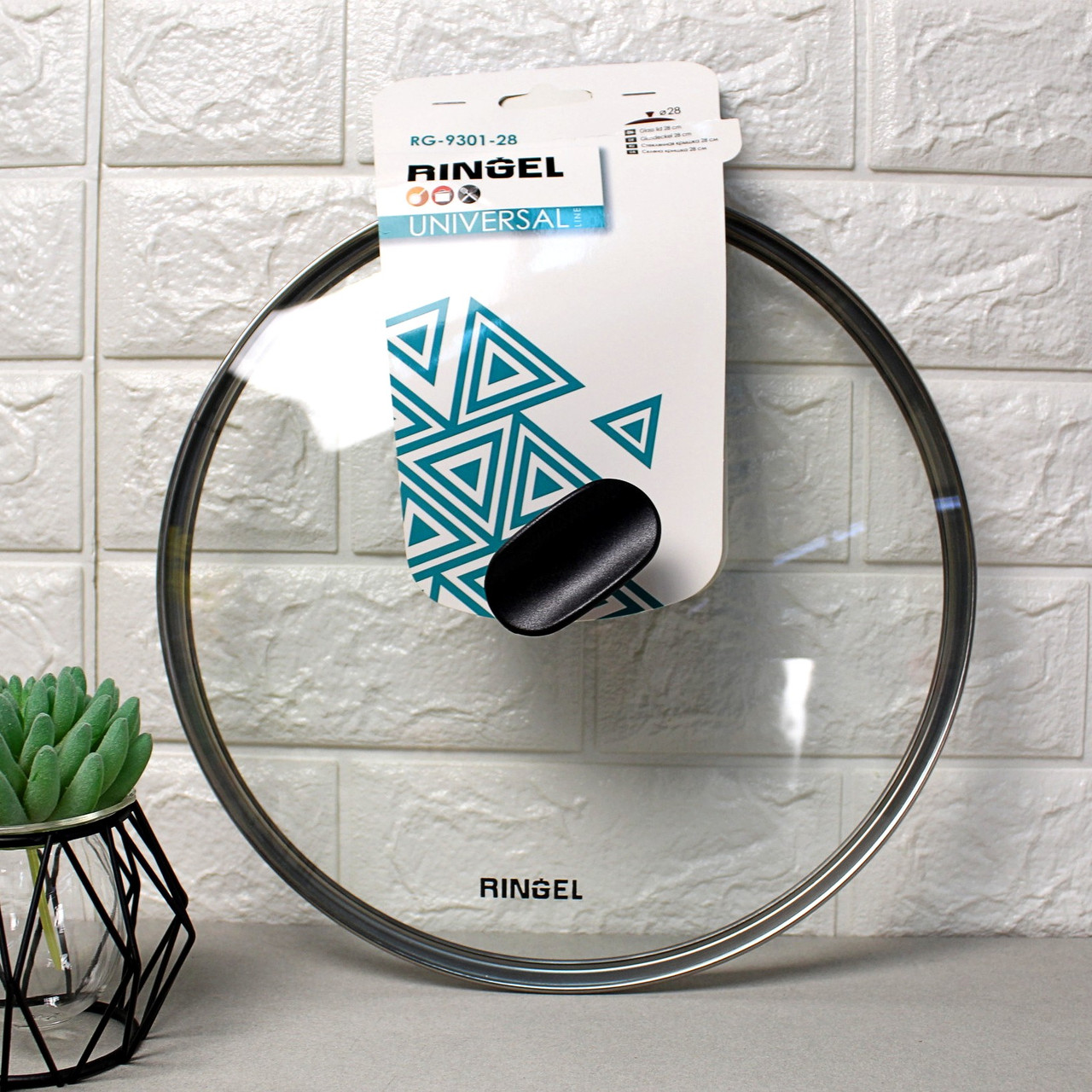 Велика універсальна скляна кришка 28 см для кухонного посуду