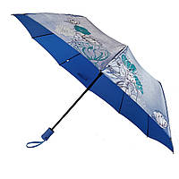 Женский зонт полуавтомат с цветочным узором Bellissimo на 10 спиць  Синий хамелеон