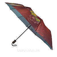 Женский зонт полуавтомат с цветочным узором Bellissimo на 10 спиць  Бордовый