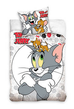 Дитяча постільна білизна Tom&Jerry Том і Джеррі полуторний євро компект 100% бавовна