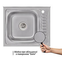 Кухонна мийка Lidz 6050-L 0,6 мм Satin (LIDZ6050L06SAT), фото 3