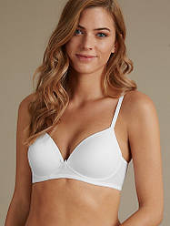 Бюстгальтер M&S без кістки бавовна повномірна 75Е білий (33-3001)