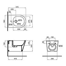 Біде підвісне Qtap Swan 520х360х320 White QT16555378W, фото 2