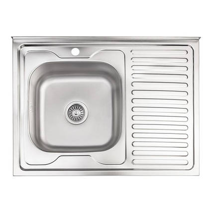 Кухонна мийка Lidz 6080-L 0,8 мм Decor (LIDZ6080LDEC08), фото 2