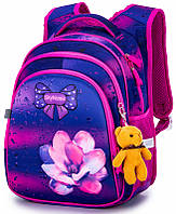 Рюкзак школьный ортопедический для девочки в 1-4 класс на 3 отдела Цветок SkyName R2-183