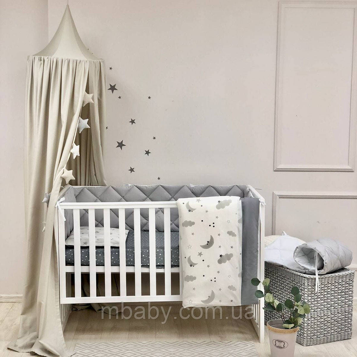 Дитячий постільний комплект Baby Mix Хмари сірі, фото 1