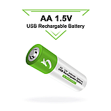 Акумуляторні батарейки АА 2600 mWh 1.5 V з зарядкою Type-C (Зелений), фото 4