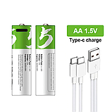 Акумуляторні батарейки АА 2600 mWh 1.5 V з зарядкою Type-C (Зелений), фото 6