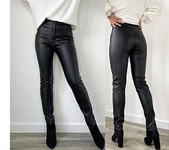 Стильные кожаные брюки женские "Casual" (тонкие)| Батал
