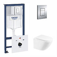 Набір інсталяція 5 в 1 Grohe Rapid SL 38827000 + унітаз з сидінням Qtap Robin QT1333046ENRW
