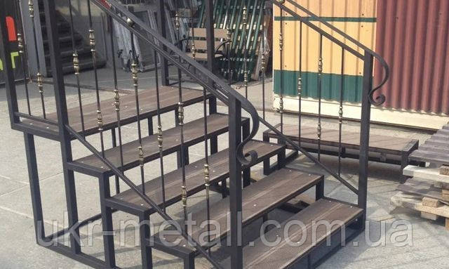 Вхідний ганок з металу / Вуличні сходи / ганок з ПВЛ, фото 1