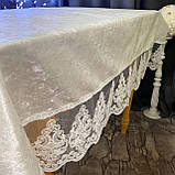 Скатертина Оксамитова Ришельє високої якості на будь-який стіл! Молочний колір (Під замовлення 1-3дні), фото 7