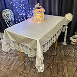 Скатертина Оксамитова Ришельє високої якості на будь-який стіл! Молочний колір (Під замовлення 1-3дні), фото 4