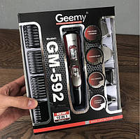 Триммер с насадками Geemy GM-592 беспроводная аккумуляторная машинка для стрижки волос и бороды 10 в 1