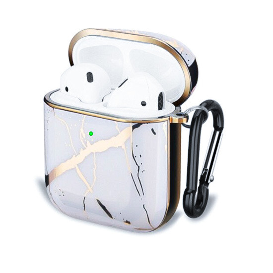 Чохол під навушники AirPods Золотий мармур з карабіном ASTUBIA, фото 1