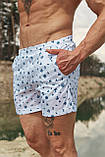Плавальні шорти чоловічі з принтом білий Київ, фото 4