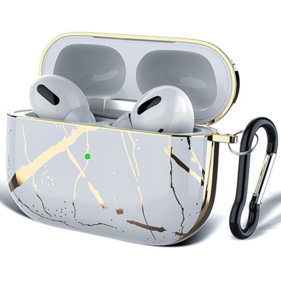 Чохол для навушників AirPods 3 Золотий мармур CASPTM карбоновий, фото 1
