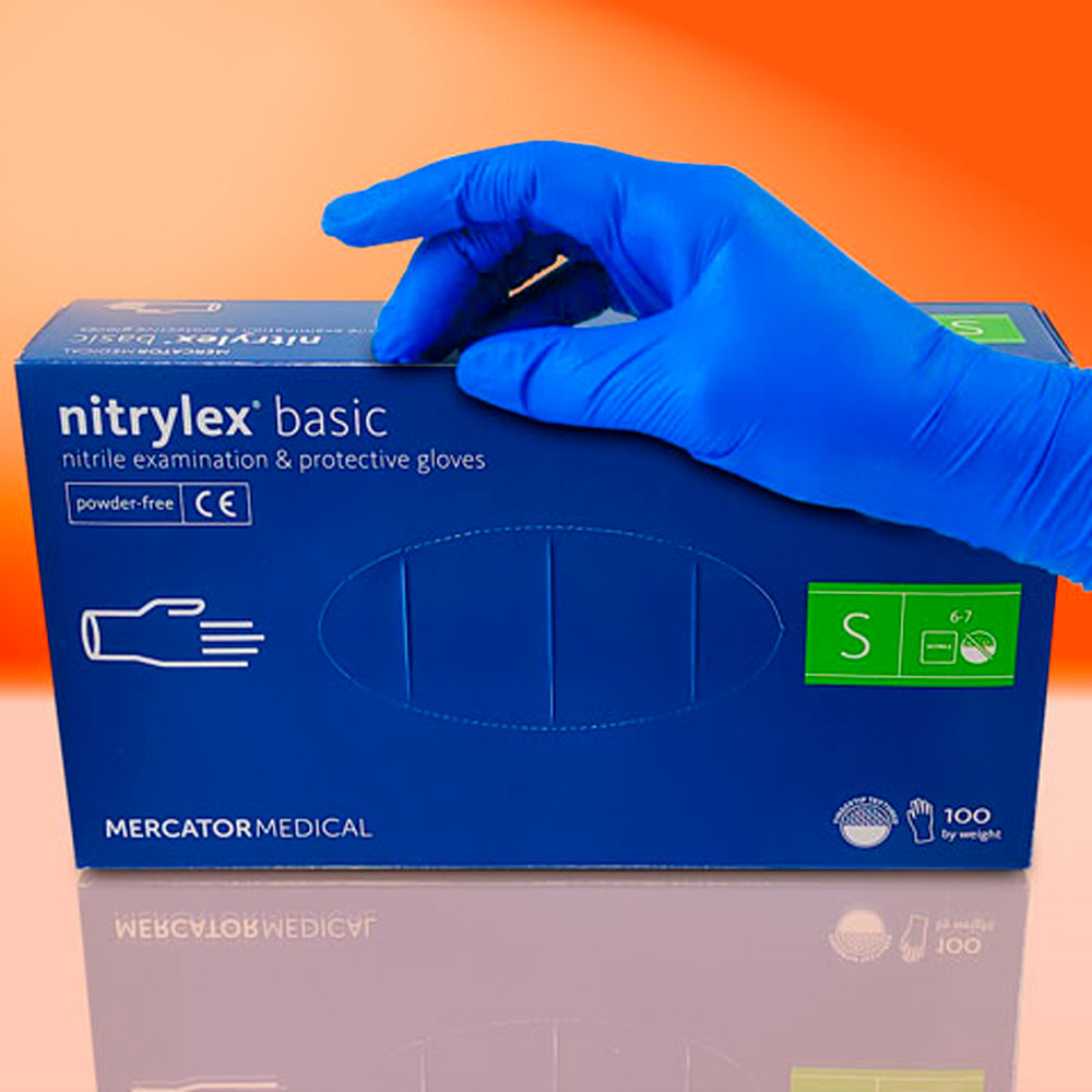 Рукавички міцні нітрилові Nitrylex без пудри, розмір S, 4 штуки