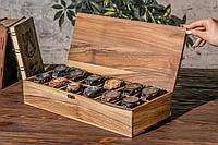 Деревянная шкатулка для часов на 12 ячеек с деревянной крышкой