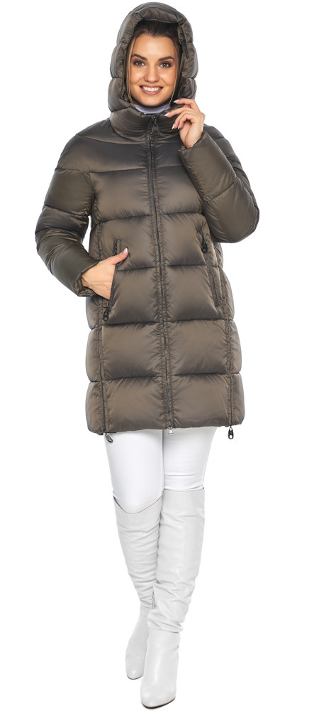 Жіноча капучинова куртка з коміром модель 51120 р — 38 40 42