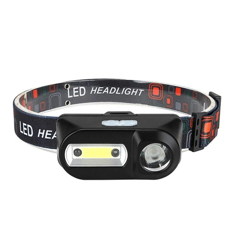 Ліхтар налобний 1804A-XPE+COB, датчик руху, ЗП Type-C