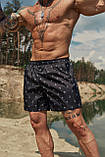 Пляжні шорти плавки чоловічі з принтом чорний Київ, фото 2