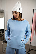 Світшот Жіночий демісезонний Intruder Brand Basic блакитний на флісі кофта толстовка Oversize