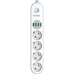 Подовжувач Gelius Pro PowerStrip G-Power GP-PS-001 4 ports 220V / 4 USB 3.4A  2m, White