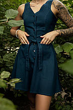 Сарафан жіночий Airy смарагдове плаття лляне Intruder літній | весіннє | осіннє легке короткий синє